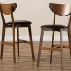 Baxton Studio Eline Mid-Century Modern Black Faux Leather Upholstered Walnut Finished Counter Stool (Set of 2)