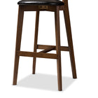 Baxton Studio Eline Mid-Century Modern Black Faux Leather Upholstered Walnut Finished Bar Stool (Set of 2)
