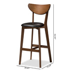 Baxton Studio Eline Mid-Century Modern Black Faux Leather Upholstered Walnut Finished Bar Stool (Set of 2)