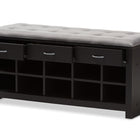 Baxton Studio Modern and Contemporary Espresso Finished Grey Fabric Upholstered Cushioned Entryway Bench
