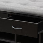 Baxton Studio Modern and Contemporary Espresso Finished Grey Fabric Upholstered Cushioned Entryway Bench