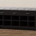 Baxton Studio Modern and Contemporary Espresso Finished Grey Fabric Upholstered Cushioned Entryway Bench