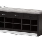 Baxton Studio Modern and Contemporary Espresso Finished Grey Fabric Upholstered Cushioned Entryway Bench