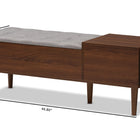 Baxton Studio Merrick Mid-century Retro Modern 1-drawer 2-tone Oak and Dark Brown Wood Entryway Storage Grey Fabric Cushioned Bench Shoe Rack Cabinet Organizer