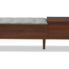 Baxton Studio Merrick Mid-century Retro Modern 1-drawer 2-tone Oak and Dark Brown Wood Entryway Storage Grey Fabric Cushioned Bench Shoe Rack Cabinet Organizer