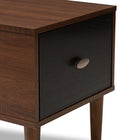 Baxton Studio Merrick Mid-century Retro Modern 1-drawer 2-tone Oak and Dark Brown Wood Entryway Storage Grey Fabric Cushioned Bench Shoe Rack Cabinet Organizer