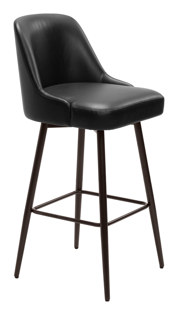 Zuo Keppel Swivel Barstool Black & Bronze