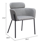 Zuo Bremor Dining Chair (Set of 2) Slate Gray