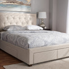 Baxton Studio Aurelie Modern and Contemporary Light Beige Fabric Upholstered King Size Storage Bed