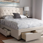 Baxton Studio Aurelie Modern and Contemporary Light Beige Fabric Upholstered King Size Storage Bed