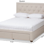 Baxton Studio Aurelie Modern and Contemporary Light Beige Fabric Upholstered King Size Storage Bed