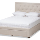 Baxton Studio Aurelie Modern and Contemporary Light Beige Fabric Upholstered King Size Storage Bed