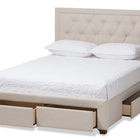 Baxton Studio Aurelie Modern and Contemporary Light Beige Fabric Upholstered King Size Storage Bed