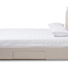 Baxton Studio Aurelie Modern and Contemporary Light Beige Fabric Upholstered King Size Storage Bed