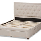 Baxton Studio Aurelie Modern and Contemporary Light Beige Fabric Upholstered King Size Storage Bed