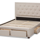 Baxton Studio Aurelie Modern and Contemporary Light Beige Fabric Upholstered King Size Storage Bed