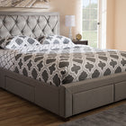 Baxton Studio Aurelie Modern and Contemporary Light Grey Fabric Upholstered King Size Storage Bed