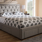 Baxton Studio Aurelie Modern and Contemporary Light Grey Fabric Upholstered Queen Size Storage Bed