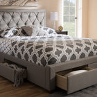 Baxton Studio Aurelie Modern and Contemporary Light Grey Fabric Upholstered King Size Storage Bed