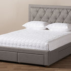 Baxton Studio Aurelie Modern and Contemporary Light Grey Fabric Upholstered King Size Storage Bed