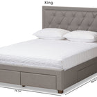 Baxton Studio Aurelie Modern and Contemporary Light Grey Fabric Upholstered King Size Storage Bed