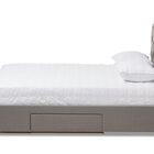 Baxton Studio Aurelie Modern and Contemporary Light Grey Fabric Upholstered King Size Storage Bed