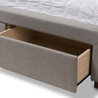 Baxton Studio Aurelie Modern and Contemporary Light Grey Fabric Upholstered King Size Storage Bed