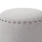 Baxton Studio Rosine Modern and Contemporary Light Grey Fabric Upholstered Nail Trim Ottoman