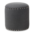 Baxton Studio Rosine Modern and Contemporary Dark Grey Fabric Upholstered Nail Trim Ottoman