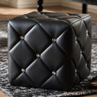 Baxton Studio Stacey Modern and Contemporary Black Faux Leather Upholstered Ottoman