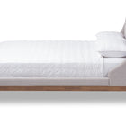 Baxton Studio Louvain Modern and Contemporary Greyish Beige Fabric Upholstered Walnut-Finished Queen Sized Platform Bed