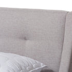 Baxton Studio Louvain Modern and Contemporary Greyish Beige Fabric Upholstered Walnut-Finished Queen Sized Platform Bed