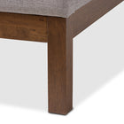 Baxton Studio Louvain Modern and Contemporary Greyish Beige Fabric Upholstered Walnut-Finished Queen Sized Platform Bed