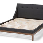 Baxton Studio Louvain Modern and Contemporary Dark Grey Fabric Upholstered Walnut-Finished Full Sized Platform Bed