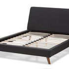 Baxton Studio Sinclaire Modern and Contemporary Dark Grey Fabric Upholstered Walnut-Finished Queen Sized Platform Bed