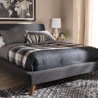 Baxton Studio Sinclaire Modern and Contemporary Dark Grey Fabric Upholstered Walnut-Finished Queen Sized Platform Bed