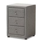 Baxton Studio Tessa Modern and Contemporary Grey Fabric Upholstered 3-Drawer Nightstand