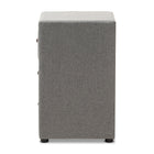 Baxton Studio Tessa Modern and Contemporary Grey Fabric Upholstered 3-Drawer Nightstand