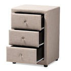 Baxton Studio Tessa Modern and Contemporary Beige Fabric Upholstered 3-Drawer Nightstand