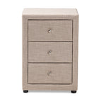 Baxton Studio Tessa Modern and Contemporary Beige Fabric Upholstered 3-Drawer Nightstand