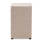 Baxton Studio Tessa Modern and Contemporary Beige Fabric Upholstered 3-Drawer Nightstand