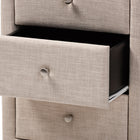 Baxton Studio Tessa Modern and Contemporary Beige Fabric Upholstered 3-Drawer Nightstand