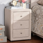 Baxton Studio Tessa Modern and Contemporary Beige Fabric Upholstered 3-Drawer Nightstand