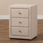 Baxton Studio Tessa Modern and Contemporary Beige Fabric Upholstered 3-Drawer Nightstand