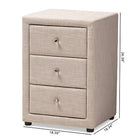 Baxton Studio Tessa Modern and Contemporary Beige Fabric Upholstered 3-Drawer Nightstand