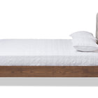 Baxton Studio Alinia Mid-century Retro Modern Light Beige Fabric Upholstered Walnut Wood King Size Platform Bed