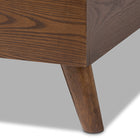 Baxton Studio Alinia Mid-century Retro Modern Light Beige Fabric Upholstered Walnut Wood King Size Platform Bed