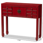 Baxton Studio Melodie Classic and Antique Red Finished Wood Bronze Finished Accents 6-Drawer Console Table
