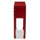 Baxton Studio Melodie Classic and Antique Red Finished Wood Bronze Finished Accents 6-Drawer Console Table