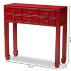 Baxton Studio Pomme Classic and Antique Red Finished Wood Bronze Finished Accents 6-Drawer Console Table